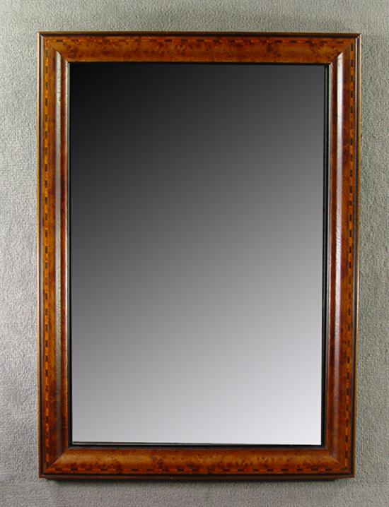 Appraisal: Walnut Wall Mirror th Century Barber pole inlay and burl