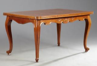 Appraisal: French Louis XV Style Parquetry Inlaid Cherry Draw Leaf Dining