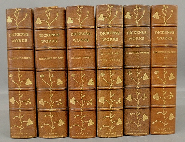 Appraisal: - Books- volumes half-calf leather Dickens s Works London Merrill