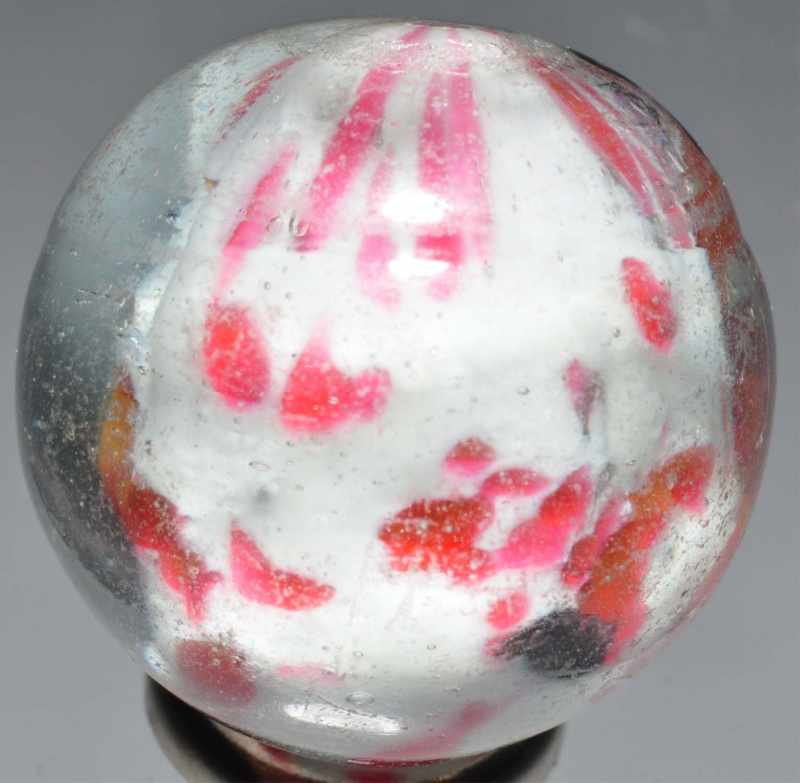 Appraisal: Single Pontil Cloud Marble Description White base and nice red