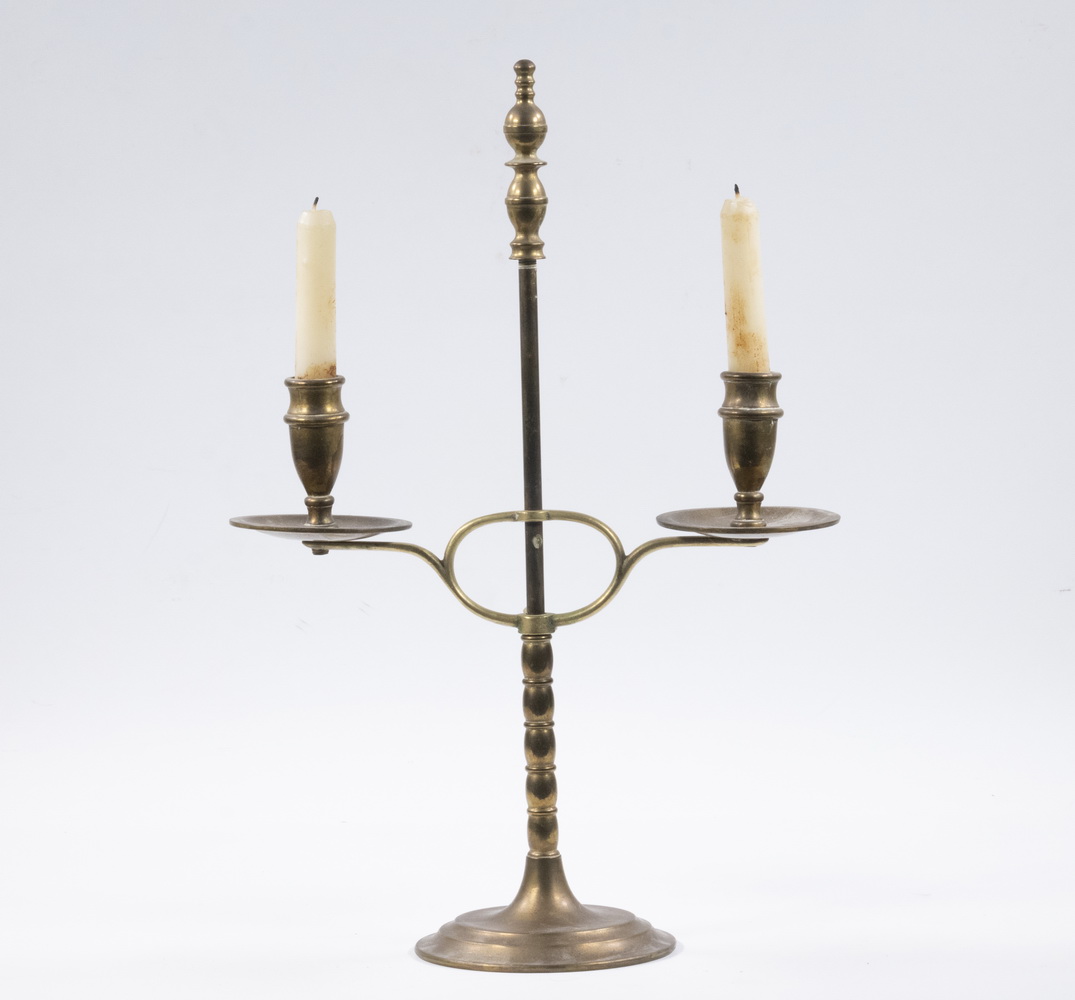 Appraisal: BRASS ADJUSTABLE CANDELABRUM th c Brass Double Socket Candelabrum with