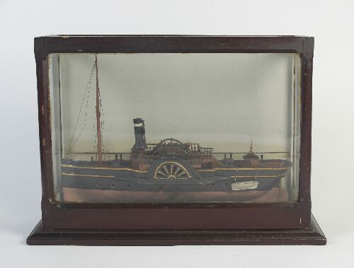 Appraisal: A th century painted wooden model of a paddle steamer