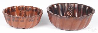 Appraisal: Two Pennsylvania redware molds th c '' h '' w