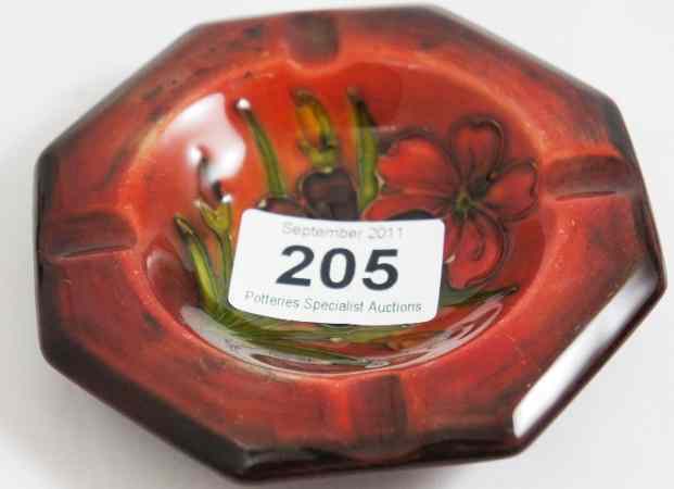 Appraisal: Moorcroft Flambe Ashtray decorated in Spring Flowers design