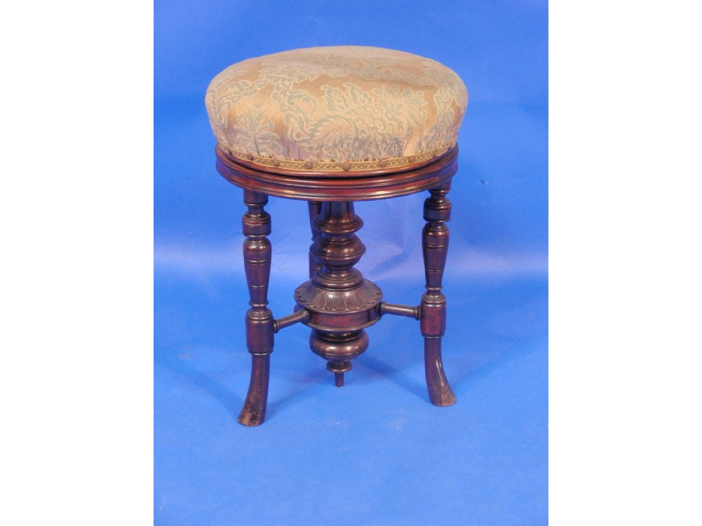 Appraisal: A Victorian mahogany circular rise and fall piano stool