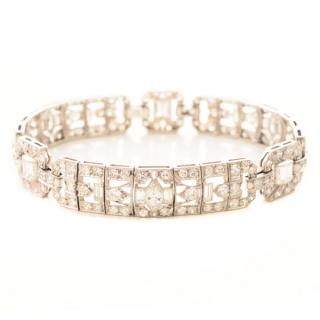 Appraisal: Art Deco Diamond Platinum Bracelet Featuring three marquise-cut diamonds weighing