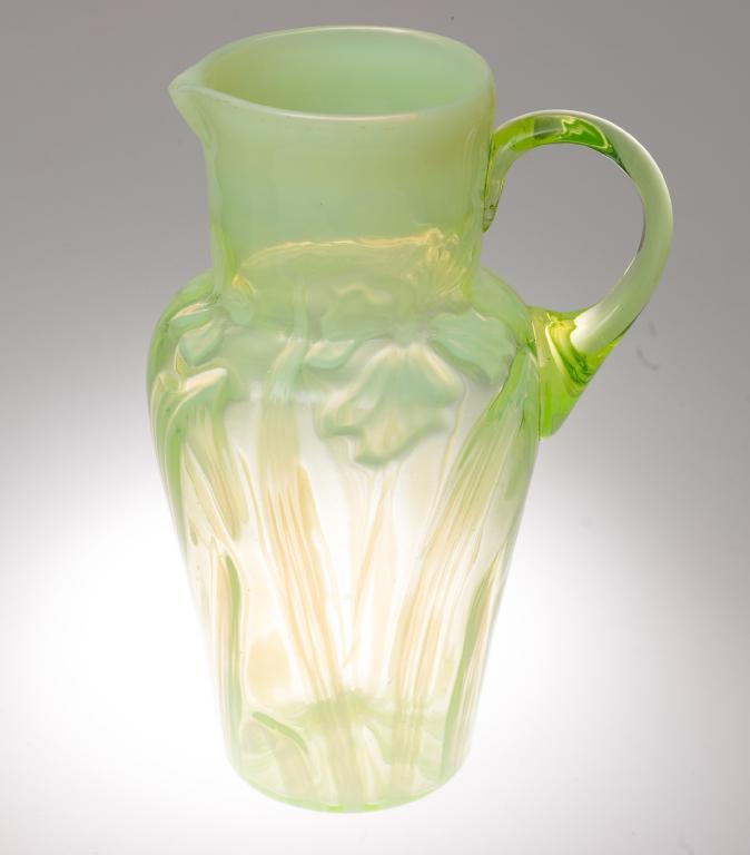 Appraisal: LARGE LATE th CENTURY VASELINE GLASS JUG the entire shouldered