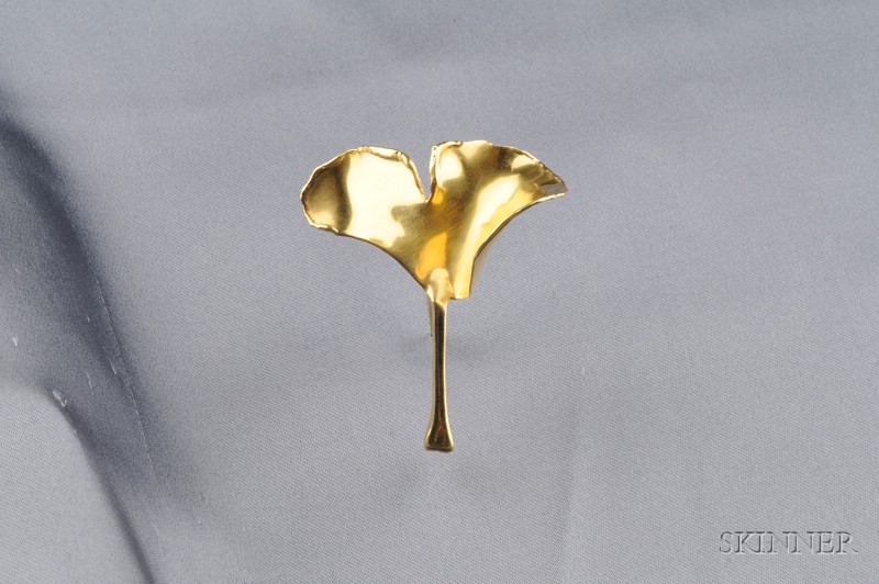 Appraisal: kt Gold Gingko Leaf Brooch Tiffany Co of naturalistic form