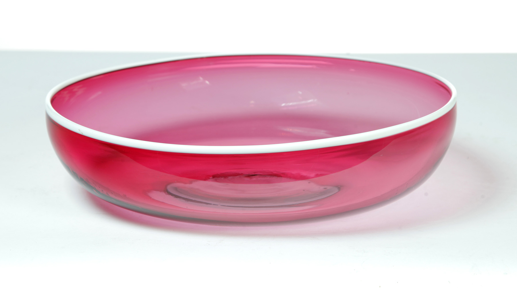 Appraisal: LARGE BLOWN CRANBERRY BOWL American nd half- th century Shallow