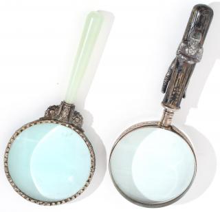 Appraisal: Novelty Magnifying Glasses One with jadeite handle the other a