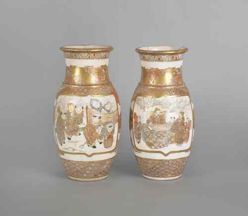 Appraisal: Pair of Satsuma vases late th c h