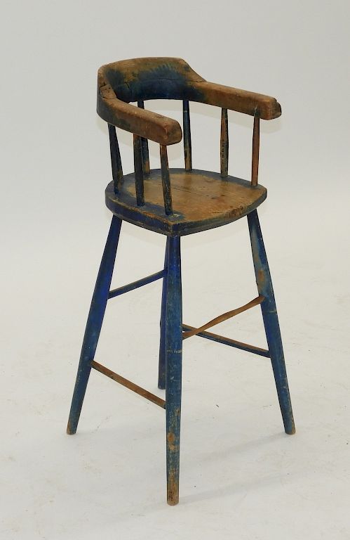 Appraisal: Fine - C New England Electric Blue High Chair New