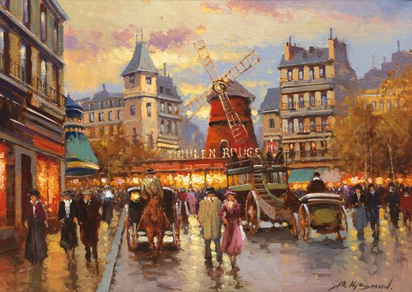 Appraisal: YURI KUZMIN RUSSIAN B x Le Moulin Rouge Oil on