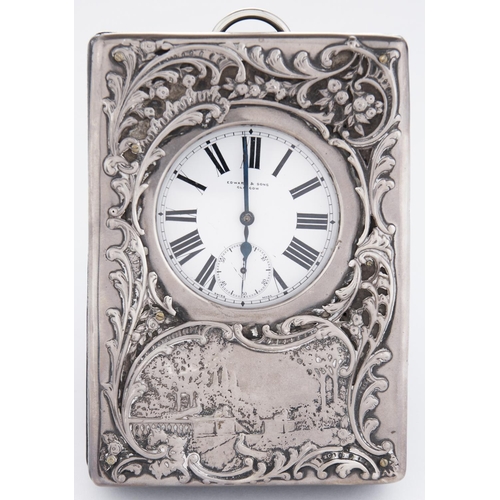 Appraisal: A Victorian silver mounted leather folding timepiece the die stamped