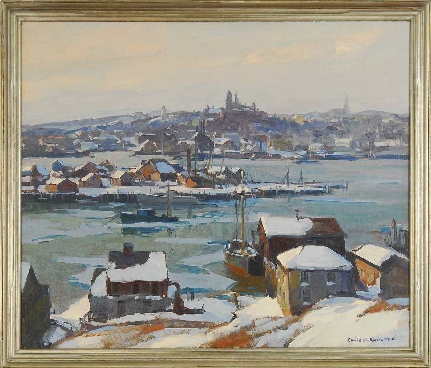 Appraisal: EMILE ALBERT GRUPPEAmerican - Gloucester Harbor in winter Signed lower