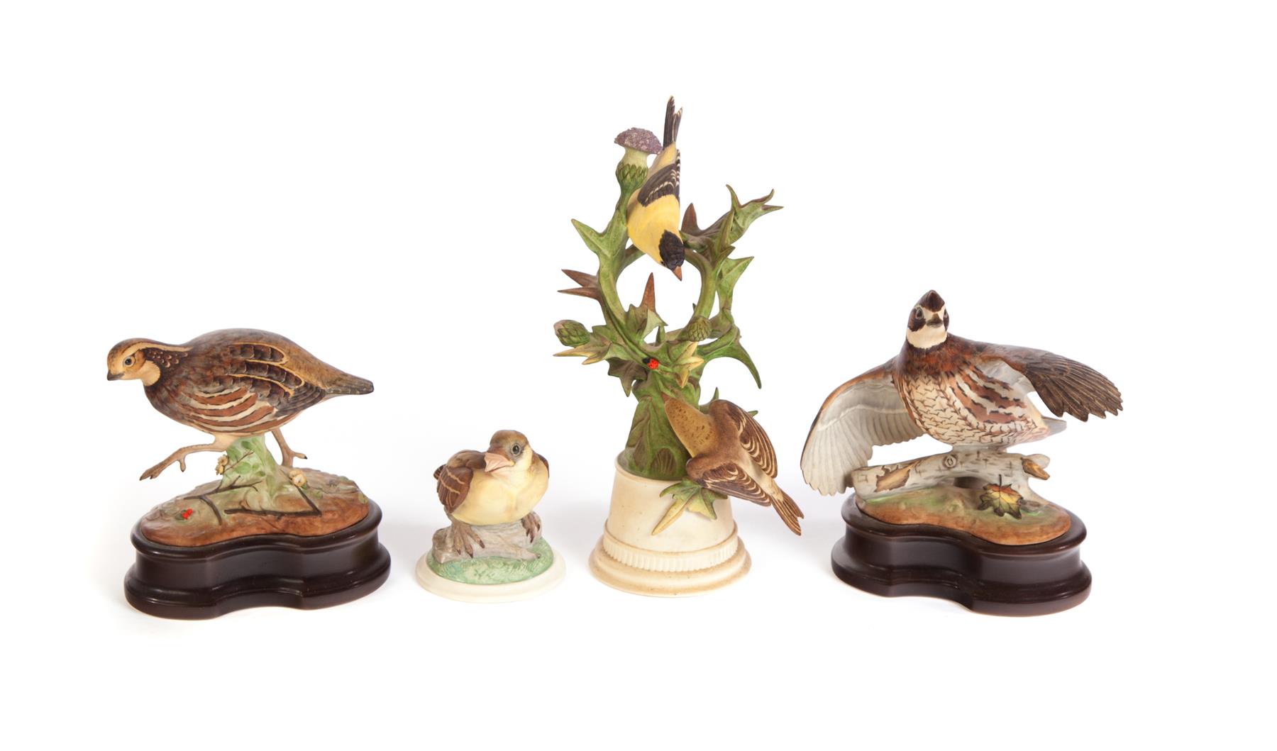 Appraisal: FOUR BOEHM BIRD FIGURINES American th quarter- th century Baby