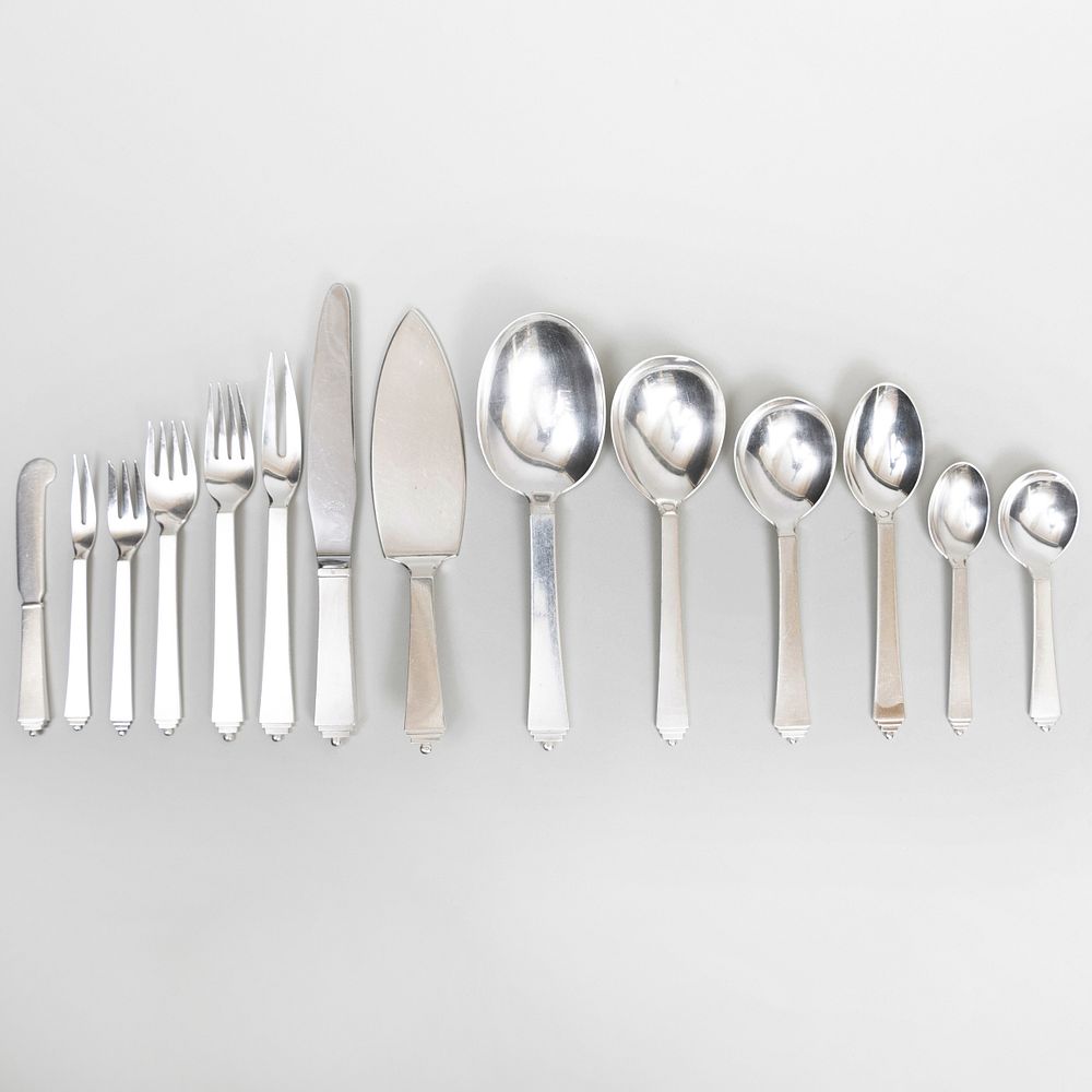 Appraisal: Georg Jensen Silver Partial Flatware Service in the 'Pyramid' Pattern