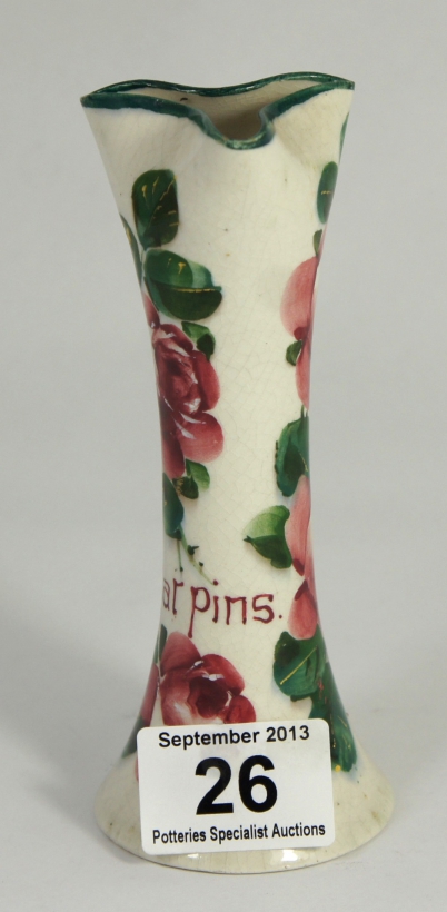 Appraisal: Wemyss Rose Decorated Hair Pin Fluted Vase some paint damage