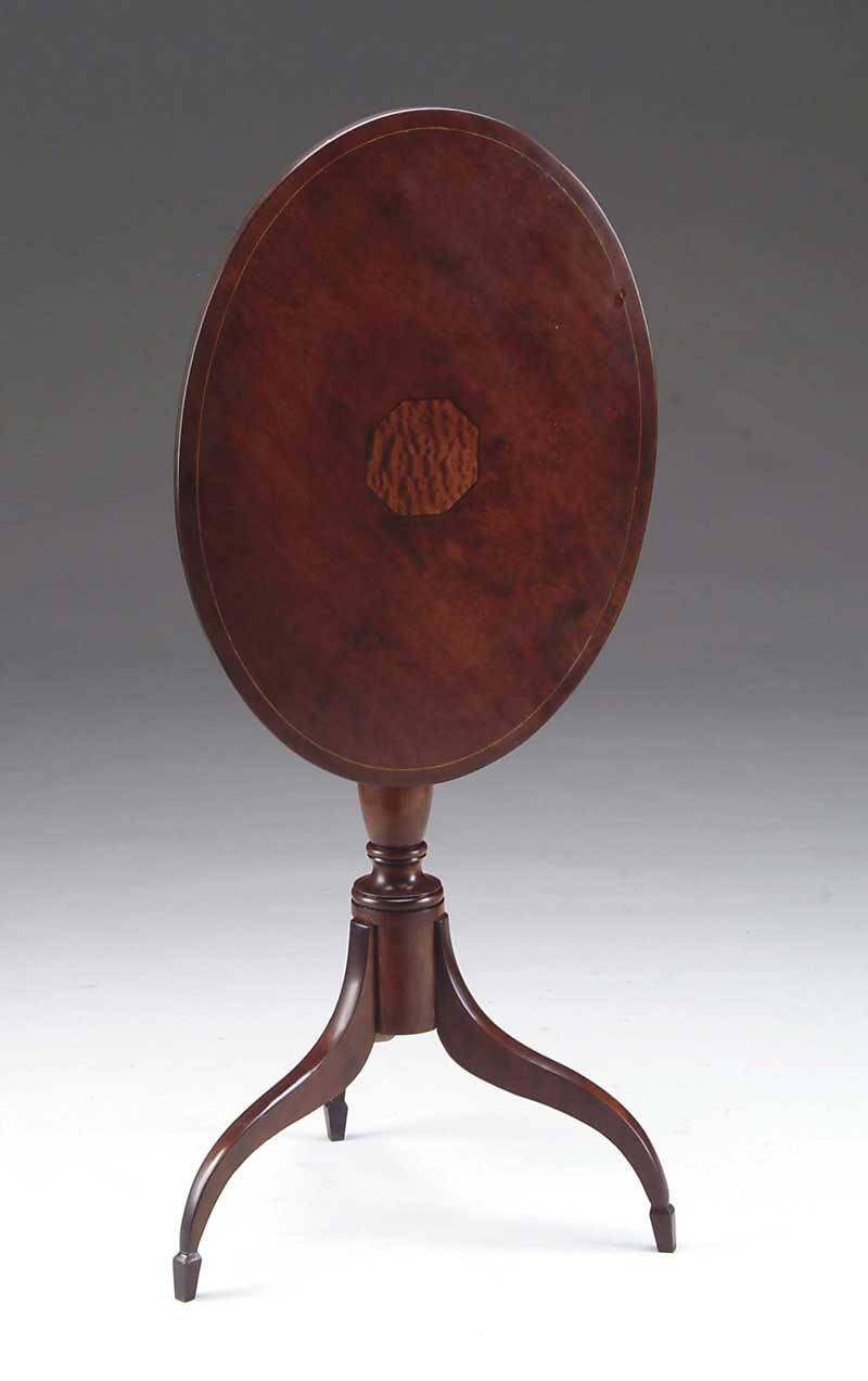 Appraisal: FEDERAL CHERRY OVAL TIP TOP CANDLESTAND Circa The top with