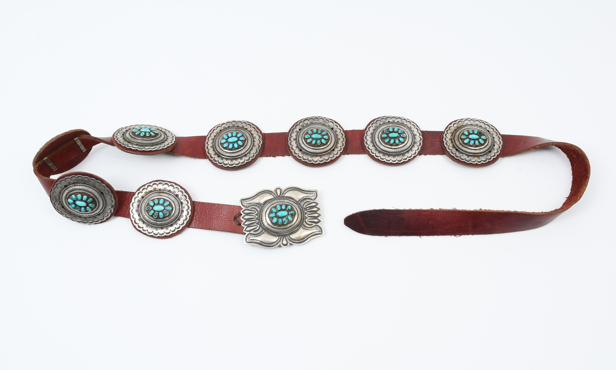 Appraisal: SIGNED C MTZ ZUNI NAVAJO STERLING CONCHO BELT Great looking