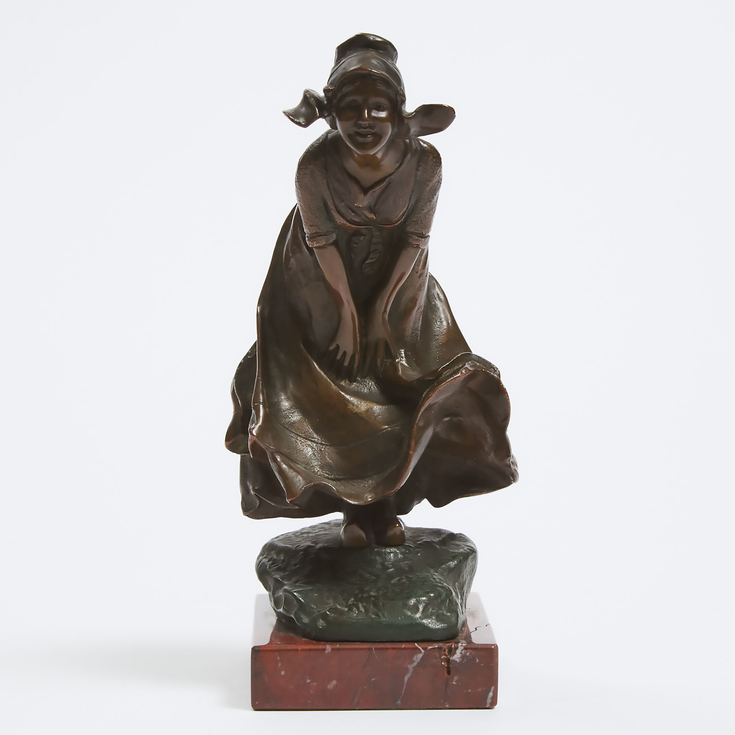 Appraisal: Franz Peleschka - YOUNG DUTCH GIRL patinated bronze on marble