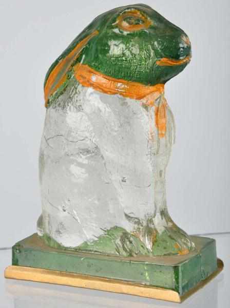 Appraisal: Glass Rabbit with Ears Back Candy Container Description Embossed AVD