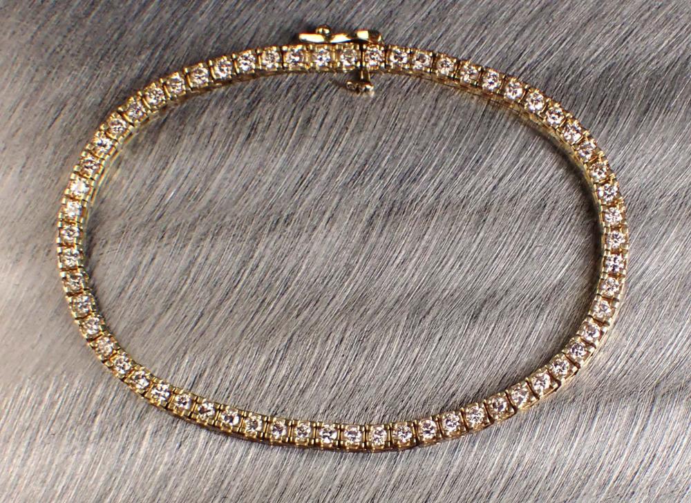 Appraisal: DIAMOND AND FOURTEEN KARAT GOLD TENNIS BRACELET The - k