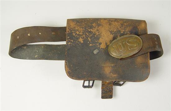 Appraisal: Civil War Era Union Cartridge Box Leather belt with brass