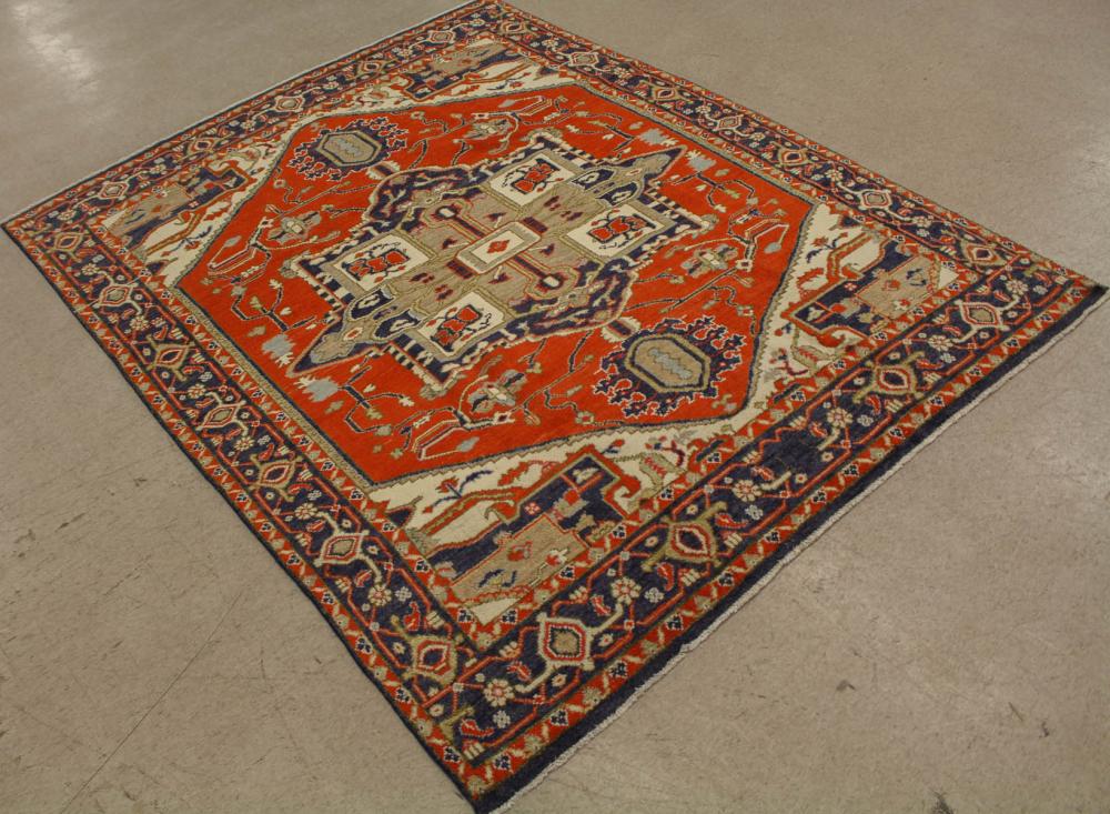 Appraisal: HAND KNOTTED ORIENTAL CARPET Persian Serapi design ' x '