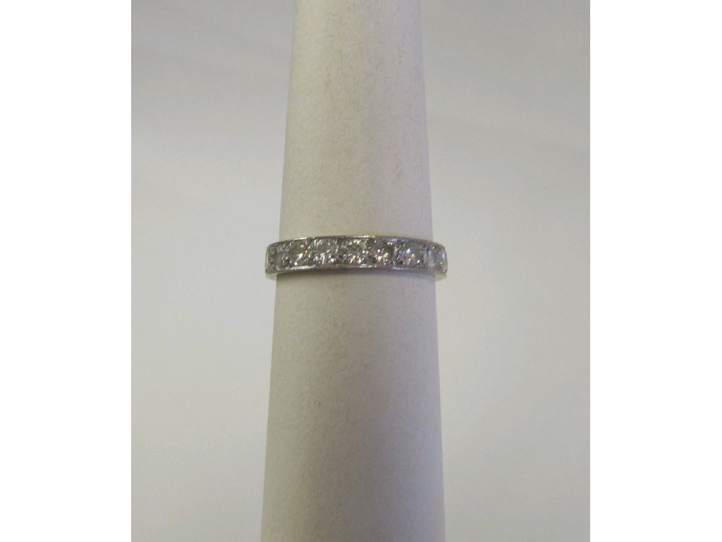 Appraisal: White metal full hoop diamond eternity ring with brilliant cut