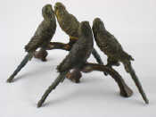 Appraisal: Two pairs of Austrian cold painted bronze budgerigar lovebirds on