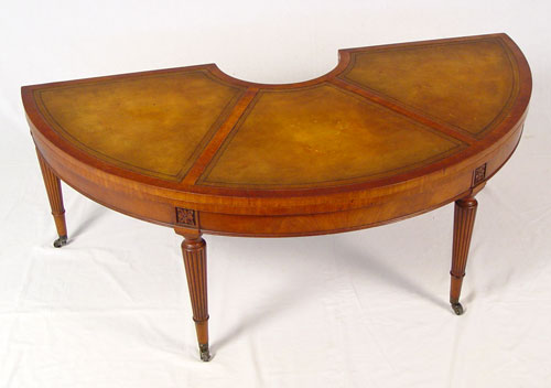 Appraisal: WEIMAN MAHOGANY CONVERTIBLE TABLE Leather top D shape table converts