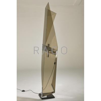 Appraisal: ITALIAN Two-socket floor lamp s Acrylic chromed steel ebonized steel