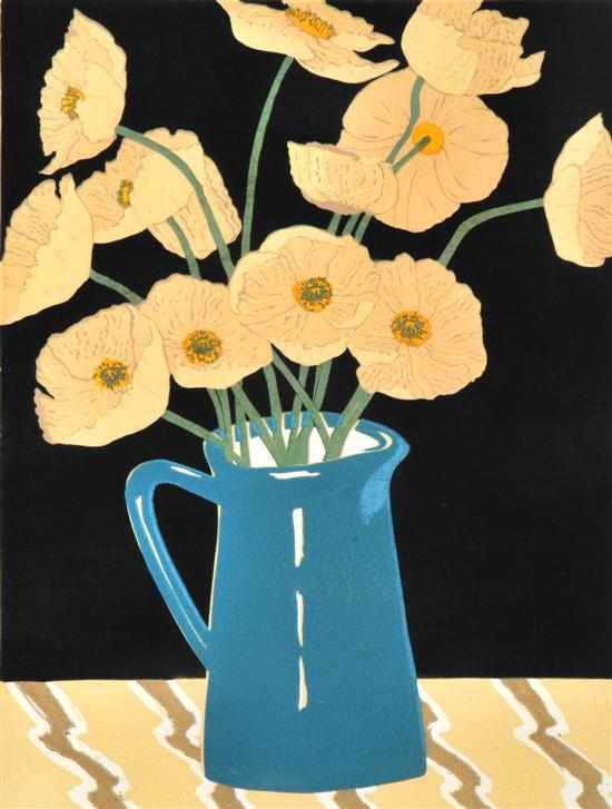 Appraisal: AILEEN BROWN BORN Jug of Poppies linocut x cm