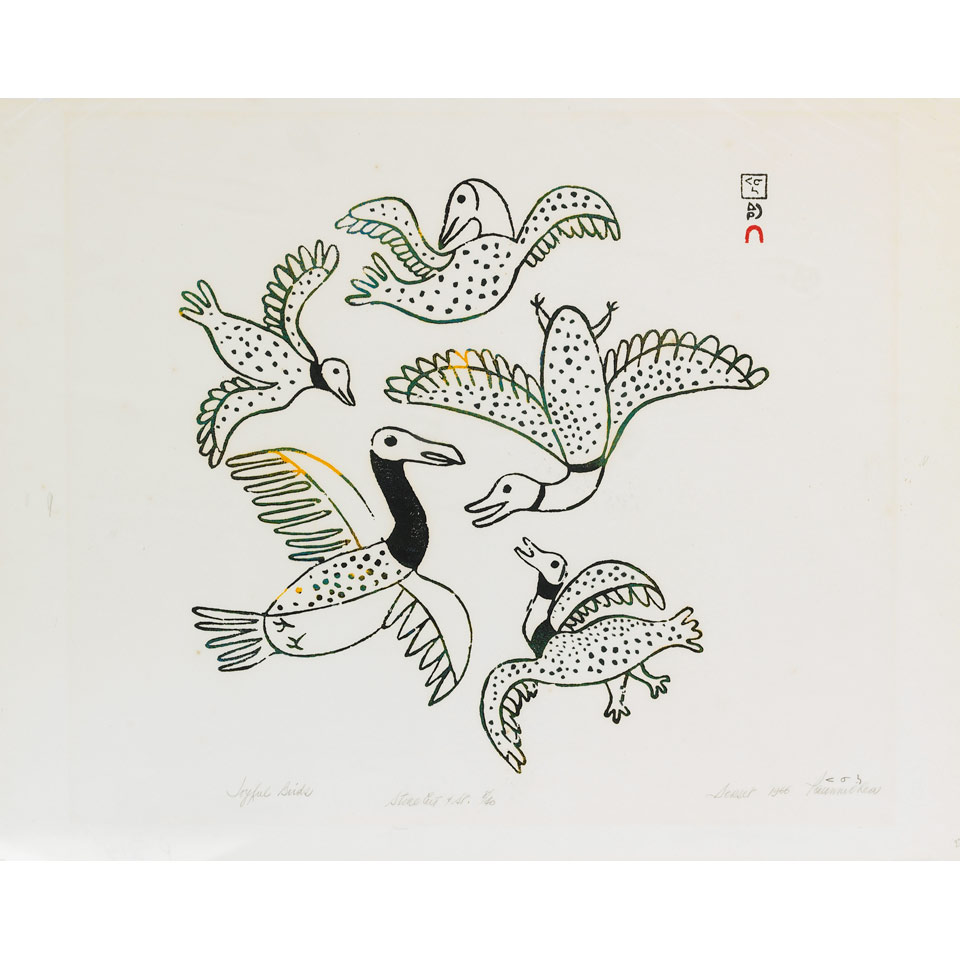 Appraisal: PAUNICHEA - E - Cape Dorset JOYFUL BIRDS stonecut unframed