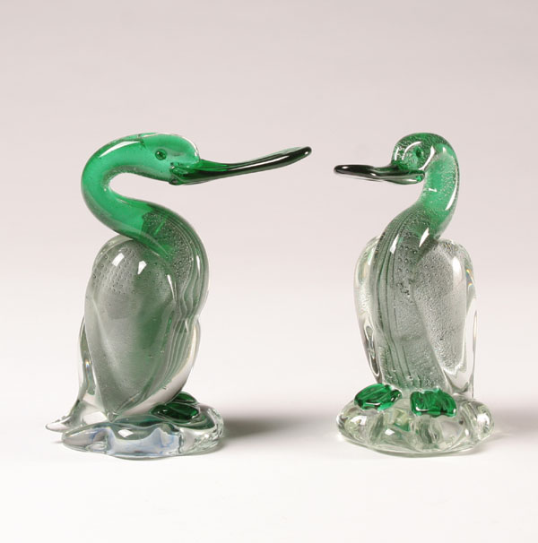 Appraisal: VAMSA executed by Alfredo Barbini green glass ducks H Very