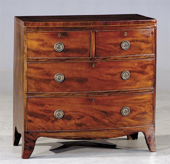 Appraisal: English mahogany bow front chest of drawers th centuryshaped top