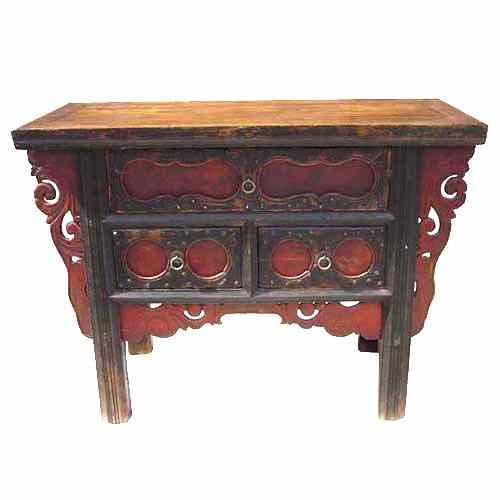 Appraisal: A Chinese Painted Elm -Drawer Altar Coffer circa having a