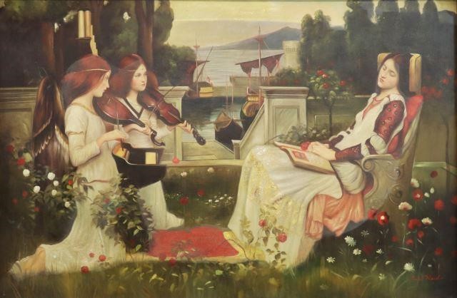 Appraisal: Monumental framed oil on canvas painting St Cecilia signed lower