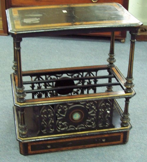 Appraisal: A mid th Century ebonised music Canterbury the rectangular top