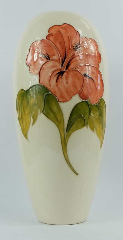 Appraisal: Moorcroft large vase decorated in the hibiscus design on cream