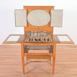 Appraisal: German blonde wood vanity with silver fittings Early th c