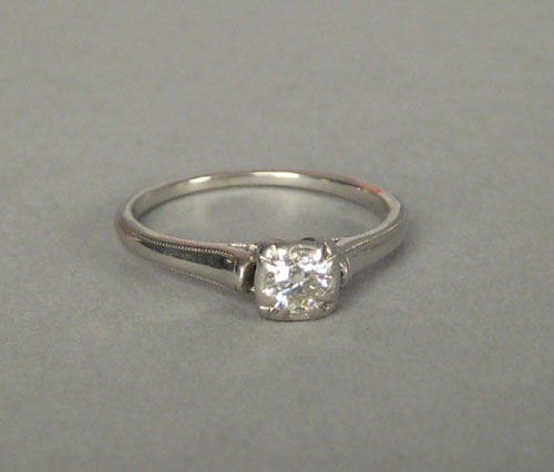 Appraisal: Ladies platinum and diamond engagement ring with European cut diamond