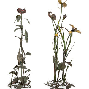 Appraisal: A Pair of Whimsical Painted Metal Floor Lamps th Century