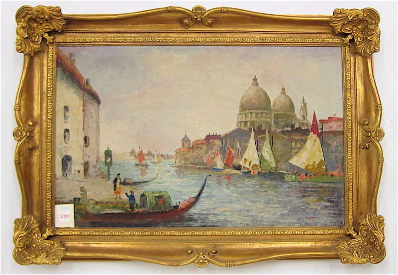 Appraisal: CLAUDE MONTIER OIL ON CANVAS French th century Venice canal