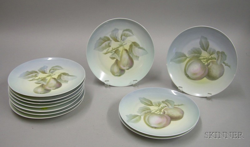 Appraisal: Eleven Scherzer Zeh Hand-painted Bavarian Fruit Plates marked Z S