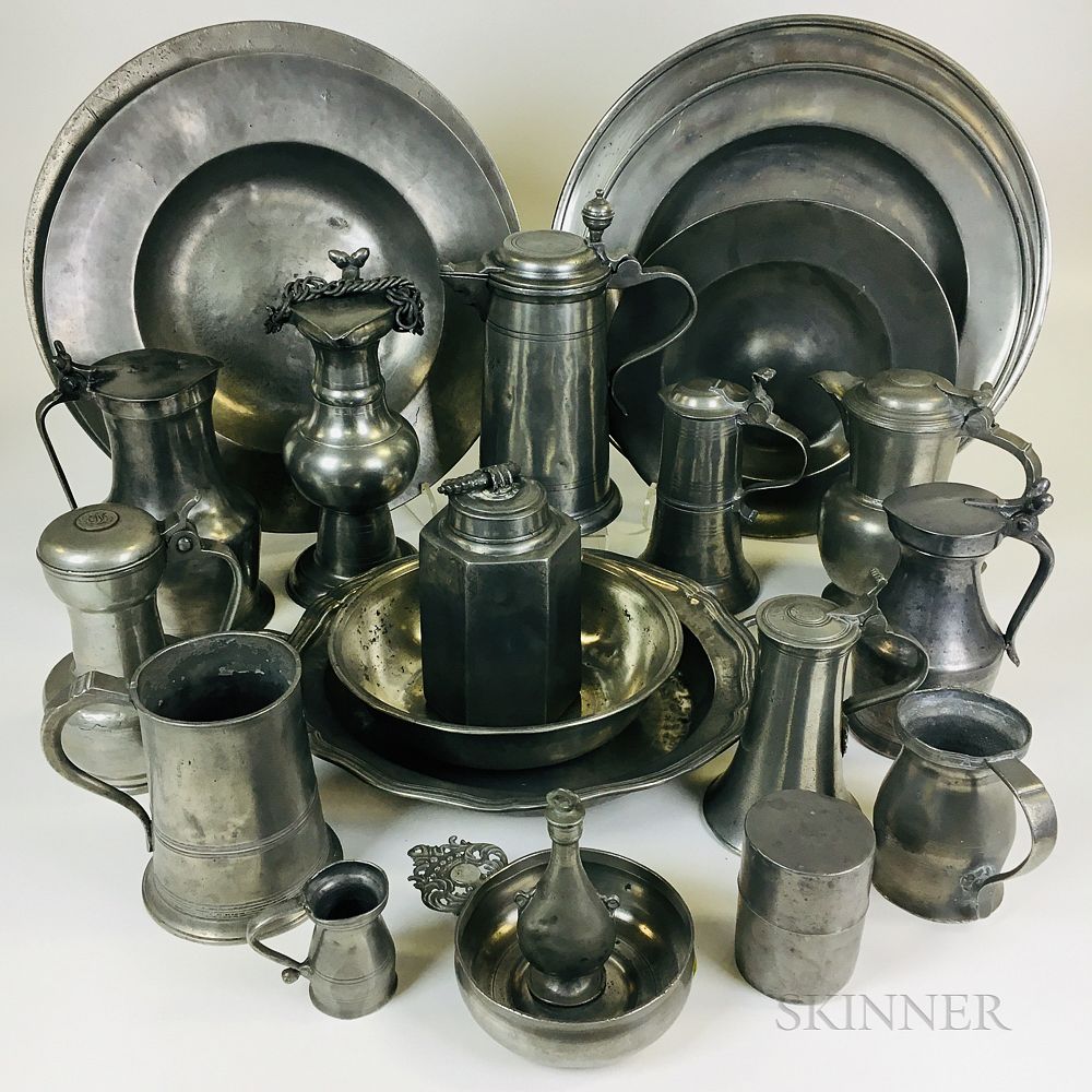 Appraisal: Twenty-two Mostly Continental Pewter Items Twenty-two Mostly Continental Pewter Items