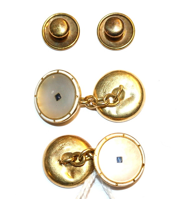 Appraisal: A PAIR OF CT GOLD MOTHER OF PEARL AND ENAMEL