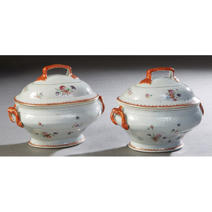 Appraisal: Pair of Chinese Porcelain Famille Rose Covered Tureens th c