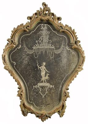 Appraisal: A pair of Venetian carved and polychrome decorated mirrors each